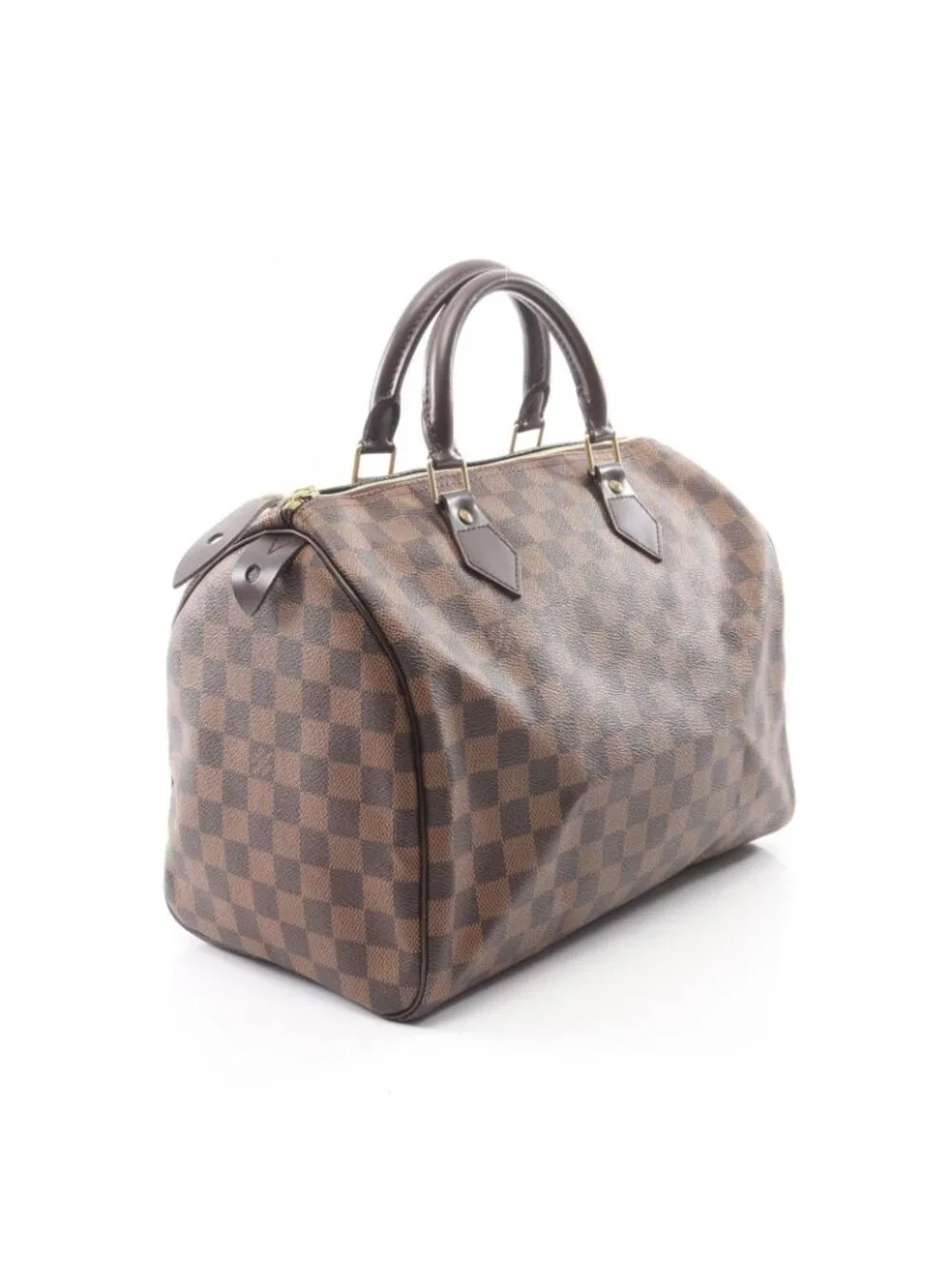 Louis Vuitton Speedy 30 Damier Ebene Canvas Leather Handbag